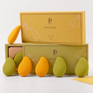Miếng Bọt Biển Trang Điểm Chuyên Nghiệp Không Có <span class=keywords><strong>Latex</strong></span> Logo Tùy Chỉnh Mềm Tạo Hình Quả Xoài Màu Vàng Xanh Lá - Product Image 1