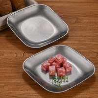 Assiette à dessert carrée en acier inoxydable de style industriel YolecenVintage, motif solide, Chine, assiette à steak ancienne commerciale