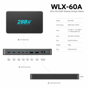 Charging Station GaN 288W 6C2A <strong>8</strong> Ports Desktop <strong>Charger</strong> PD 100W PPS Ultra-Thin <strong>Charger</strong> for Laptop <strong>iPhone</strong> Factory Direct - Product Image 3
