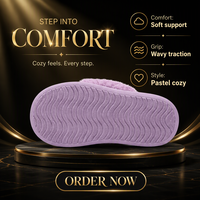 Pantoufles croisées plissées en peluche lavande, mules d'intérieur en mousse à mémoire de forme EVA, chaussures souples pour la maison