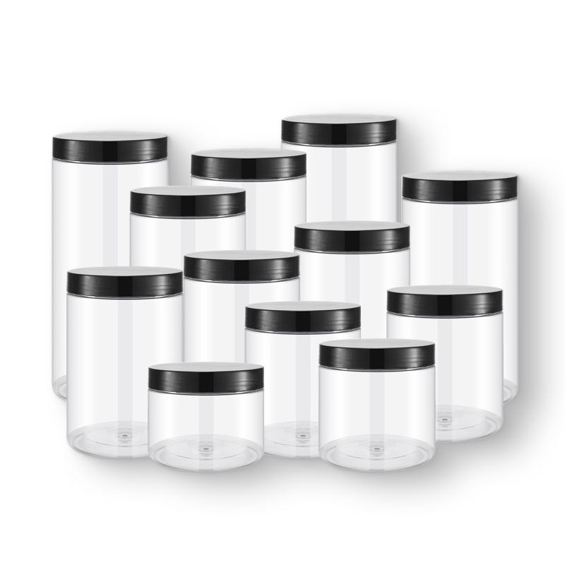 Food Plastic Wide Mouth Plastic Jars for Candy/Cookie/Nuts /Herbs Packaging Containers Round Storage with Lids