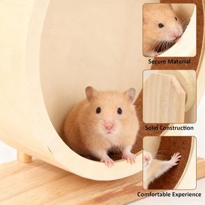 Roue d'exercice pour petits animaux en gros, réglable, silencieuse, en bois, jouet pour <span class=keywords><strong>hamster</strong></span>, accessoires pour cage d'animaux - Product Image 3