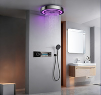 Nouvelle Tendance 2026 : Ensemble de Douche LED Musical Encastré pour Plafond 500*500mm avec Affichage de Température Thermostatique pour Salle de Bain