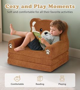 Custom Factory Multifunctional 2-in-1 Plush <b>Sofa</b> Soft Toddler Couch with Blanket Compressed <b>Foam</b> Foldable Kids Furniture - Product Image 4