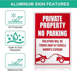 لافتة ممنوع وقوف السيارات للأراضي الخاصة وفقًا للمعايير الأمريكية - تحذير من السحب في حالة التجاوز، لافتة مرورية عاكسة - Product Image 5