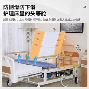 Magnifique lit de soins multifonctionnel à manivelle 200x90x50cm avec barrière de sécurité pour patients âgés - Product Image 1
