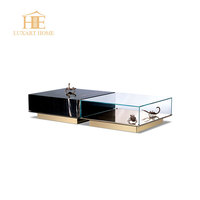 Table basse de luxe Fournisseurs de la Chine Meubles de maison Café Marbre Noir Ensemble de table pour Dubaï