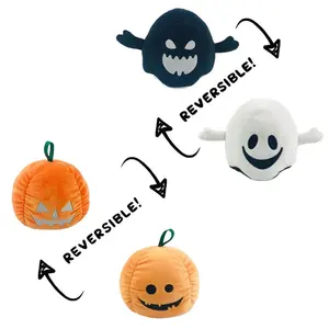 Fast delivery ready to ship products reversible plush Halloween ghost&pumpkins glow stuffed toy