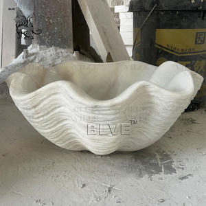 อ่างล้างหน้าหินธรรมชาติแกะสลักด้วยมือ BLVE สำหรับห้องน้ำ อ่างล้างหน้าหินอ่อนสีขาว สำหรับพิธีบัพติศมา มีสินค้าในสต็อก - Product Image 2