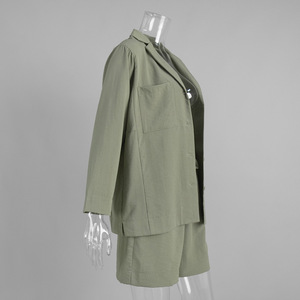 Ensemble chemise et short pour femmes sur mesure OEM, été 2026 |   Ensemble coordonné à col cranté et manches 3/4 pour un <span class=keywords><strong>look</strong></span> décontracté et chic, ensemble 2 pièces pour fille - Product Image 2
