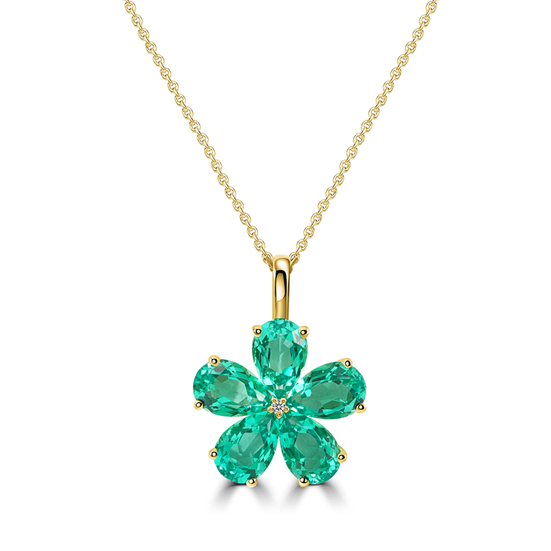 ทองคำ 10k สีเหลือง + มรกตสังเคราะห์