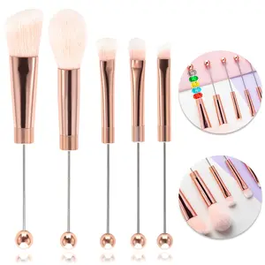 Conjunto de pincéis de maquiagem com cabo de metal para unhas, 5 peças, 5 pincéis DIY, fornecedor profissional de unhas, novo conjunto de 5 peças personalizado