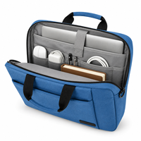 Sac pour ordinateur portable en nylon bleu personnalisé en gros avec poche avant, mallette portable pour ordinateur portable, idéal pour le bureau et les voyages, OEM ODM