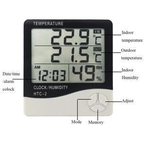 HTC-2 Digital <strong>Temperature</strong> <strong>Humidity</strong> Meter With Smart LCD Alarm Probe For Kitchen <strong>and</strong> Indoor Home Use ABS Hygrometer Thermometer - Product Image 2