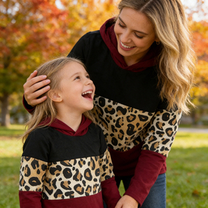Ensembles de sweats à capuche décontractés pour filles, motifs personnalisés, style blocs, pour maman et fille, ensemble de vêtements assortis Maman et moi - Product Image 1