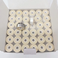 Bobines pré-enroulées de broderie de marque YL en gros, modèle 75D/2, 100 % polyester, taille L, fil à coudre blanc avec côté en papier