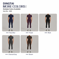 Jumpsuit Yoga Setengah Resleting Wanita Bahan Brushed Unitard Lengan Pendek Pengangkat Bokong Peregangan Empat Arah Panjang Penuh Pakaian Olahraga Gym