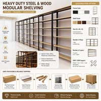 Estantería de Exhibición para Librería o Librería, Estructura de Madera y Metal, 6 Niveles, Modular, Respaldo Abierto, Mueble Organizador para Almacenamiento Minorista