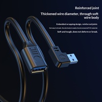 Cable de Datos USB 3.0 con Adaptador en Ángulo Izquierdo/Derecho de 90 Grados para Ratón, Unidad Flash USB, Extensión, Niquelado