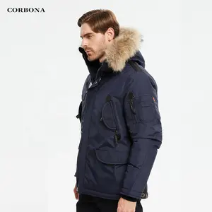 Cornew yeni erkekler ceketler kış Coat gerçek Ful yaka çok fonksiyonlu iş moda aşağı pamuk Parka kalın rahat
