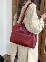 Sac fourre-tout coréen en PU de grande capacité pour femme avec fermeture éclair, style urbain polyvalent, sac à bandoulière pour l'automne