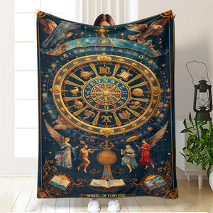 Couverture en flanelle Mystique Tarot, Plaid, Couverture de sieste, Résistante à la décoloration, Légère, pour la maison, le bureau, la sieste, Impression personnalisée, OEM ODM - Product Image 3