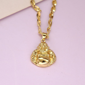 สร้อยคอจี้พระพุทธรูปและสร้อยคอชุบทอง18K ทันสมัย NZ1666ฮวงจุ้ยนำโชคสำหรับผู้ชายและผู้หญิง - Product Image 3