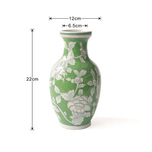 Vase en céramique de Jingdezhen, nouveau vase en porcelaine bleu et blanc de style chinois, vase vert, hydroponique, arrangement floral décoratif - Product Image 6