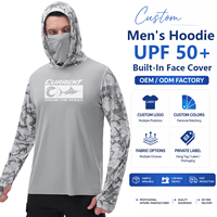 Sweat à capuche personnalisé pour homme, chasse et pêche, UPF 50+, manches longues avec cache-visage, col sans étiquette et coutures plates, direct usine