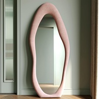 Miroir mural moderne en flanelle, fait à la main, avec cadre en bois, surdimensionné, debout, pleine longueur, au sol, design irrégulier
