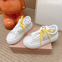 Baskets blanches à plateforme pour femme, style designer, de haute qualité, à double lacet, en cuir, décontractées, pour la marche quotidienne