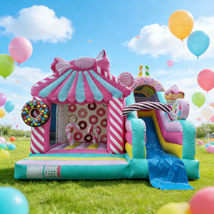 Alquiler Comercial de Brincolines Inflables con Temática de Casa de Dulces, Trampolín Inflable, Castillo Inflable, Brincolín Navideño - Product Image 1