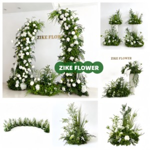 Arrangement floral en soie blanche <span class=keywords><strong>de</strong></span> haute qualité pour allée <span class=keywords><strong>de</strong></span> <span class=keywords><strong>mariage</strong></span>, centres <span class=keywords><strong>de</strong></span> <span class=keywords><strong>table</strong></span> floraux pour église et cérémonie en extérieur - Product Image 5