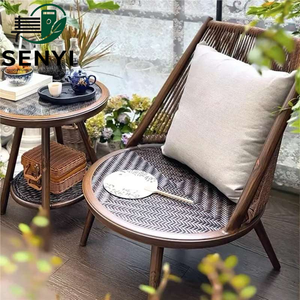 Fauteuil inclinable simple pour <span class=keywords><strong>balcon</strong></span>, confortable <span class=keywords><strong>chaise</strong></span> longue en rotin, ensemble <span class=keywords><strong>table</strong></span> et chaises en rotin, service à thé de loisirs pour l'extérieur - Product Image 1