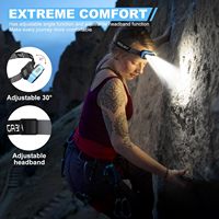 Lampu Kepala Camping Sensor Gerak Ultra Terang dengan Tampilan Daya Digital, Dapat Diisi Ulang, Tahan Air IPX4, 6 Mode Cahaya