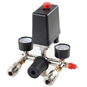 Ensemble de vanne de régulation de pression pour compresseur d'air, capuchon noir, connecteur push-pull robuste avec manomètres et raccord rapide - Product Image 5