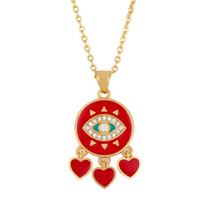 Collar con Colgante <span class=keywords><strong>de</strong></span> Ojo <span class=keywords><strong>de</strong></span> Fátima y Corazón Esmaltado para Niñas, Chapado en <span class=keywords><strong>Oro</strong></span> <span class=keywords><strong>de</strong></span> 18k, Venta al <span class=keywords><strong>por</strong></span> <span class=keywords><strong>Mayor</strong></span> - Product Image 2
