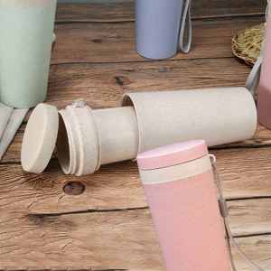 Custom Pink <b>Straw</b> Cup Eco-Friendly Light Weight Portable Wheat Water <b>Bottle</b> With Lid - Product Image 5