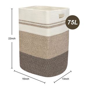 棉绳篮制造商木制分隔式洗衣篮带盖藤篮婴儿礼品篮三层编织 - Product Image 2