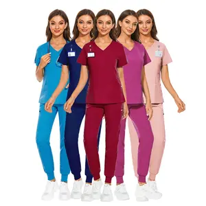 Neues Design Y Typ Hals Krankenhaus Uniformen Medic Peelings Frauen Peeling Anzüge Pflege uniformen Logo Custom