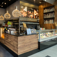 Conception d'intérieur pour boulangerie-café, service de rénovation de café commercial sur mesure, décoration moderne et industrielle pour boulangerie-café
