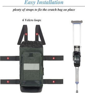 Free sample Durable Crutch Accessories Foam Padded Grip Lightweight Soft Crutch <b>Storage</b> Pouch <b>Zipper</b> Pocket Universal Crutch <b>Bag</b> - Product Image 4
