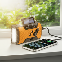 Radio Portabel Darurat Tenaga Surya dan Engkol Tangan untuk Cuaca Luar Ruangan & Radio AM/FM NOAA dengan Alarm SOS dan Senter untuk Badai