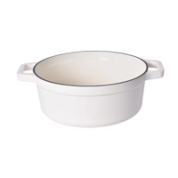 Casserole en fonte multicolore, émail blanc laiteux, casserole en fonte, cocotte avec couvercle