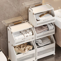 Panier à linge pliable à 2 niveaux - Grand panier à linge sale en PP+ABS pour salle de bain et chambre à coucher
