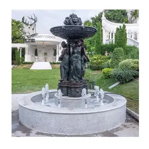 Außen dekoration Metall Handwerk Moderne Kunst Große Vier-Jahreszeiten-Göttin Kupfer Messing Brunnen Garten Bronze Wasser brunnen