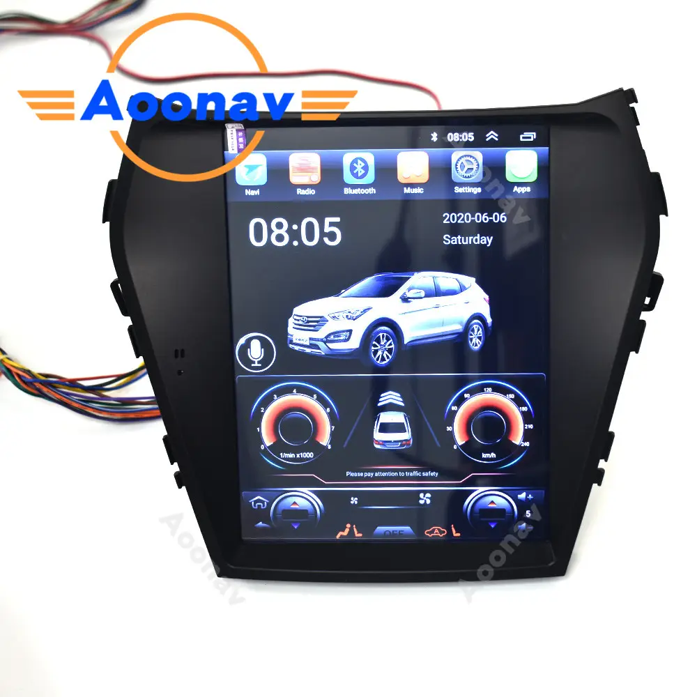 Reproductor Multimedia estéreo con GPS para coche, pantalla táctil HD, Tesla, compatible con Control del volante, para Hyundai IX45, Santa Fe 2015, 2016, 2017