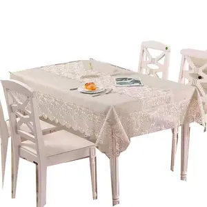 De Lujo blanco bordado de tela de mesa para boda bordado de ropa de cama manteles fiesta