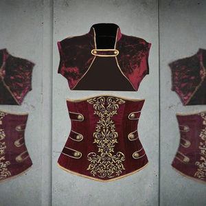Velvet Embroidered <b>Corset</b> Waist Shaper <b>Women</b> Firm Control Hand Embroidery Design for Daily Wear - Product Image 2