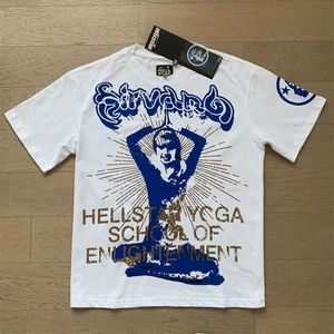เสื้อยืดลำลองแขนสั้นพิมพ์ลายการ์ตูนผ้าฝ้ายแท้ Hell Star สำหรับแฟชั่นไฮสตรีท ทรงหลวมใส่ได้ทั้งผู้ชายและผู้หญิง - Product Image 4